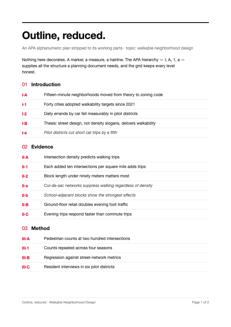 Minimalist grid apa outline format